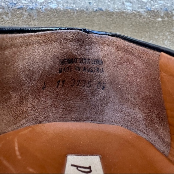 Paul Green Black Patent Leather Heels Pumps Peep Toe Bow Detail - Picture 2 of 7